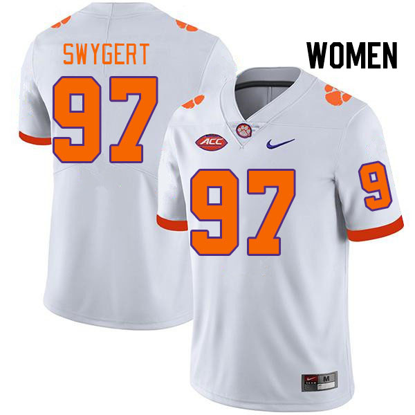 Women #97 Patrick Swygert Clemson Tigers College Football Jerseys Stitched Sale-White - Click Image to Close